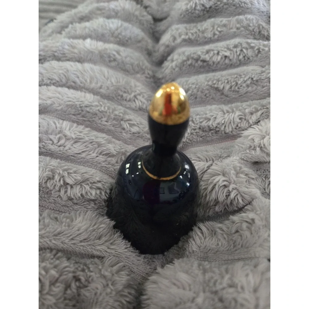 Cobalt Blue Ceramic Bell with Flowers‎ - Gold Accents 3.75